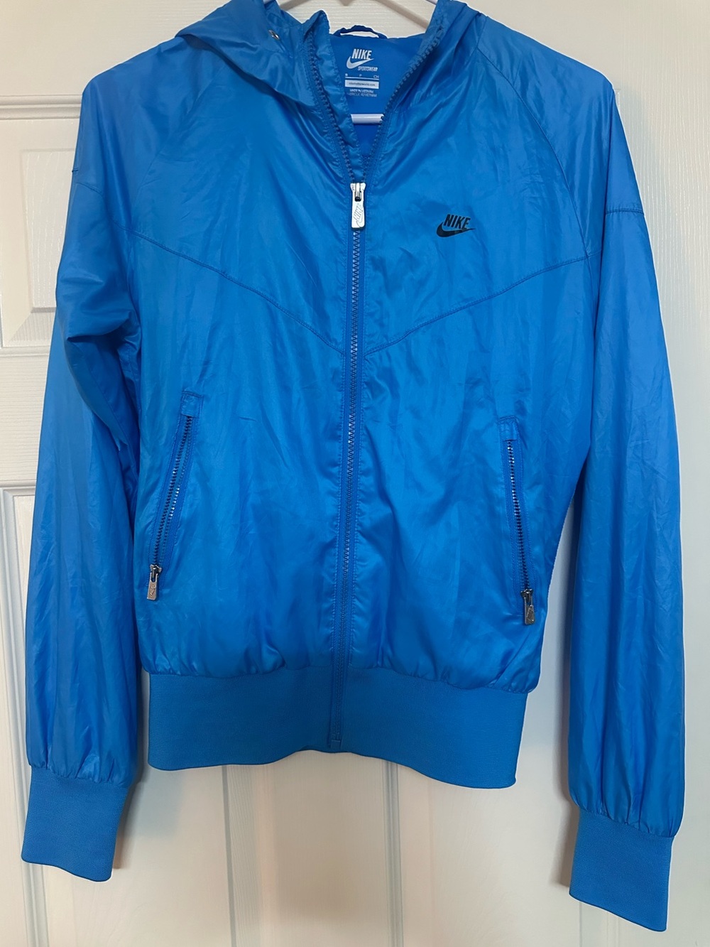Nike Women's Bright Blue Hooded Bomber Jacket